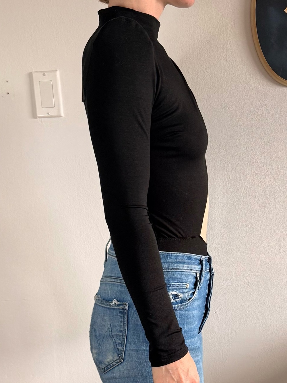 Black Cutout Turtleneck Long-Sleeve Bodysuit - Picture 4 of 6